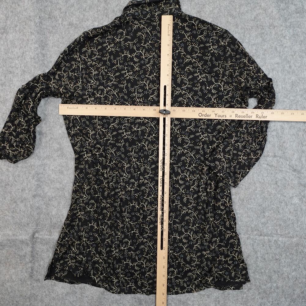 J. Jill Top Womens‎ Small Tunic Button Front Floral Long Sleeve Casual Black - Picture 7 of 10